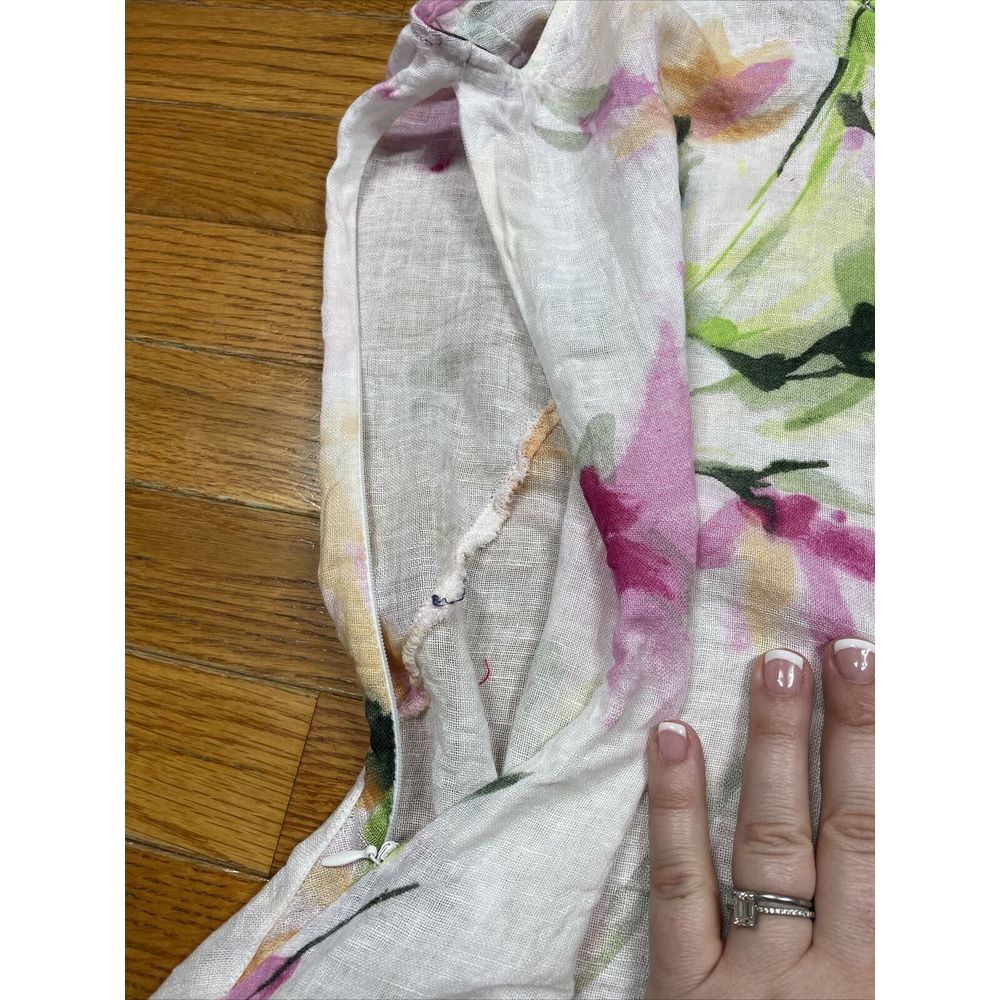 Stile Benetton Made In Italy Linen And Cotton Floral Dress Beach Coverup Size M - Picture 8 of 10